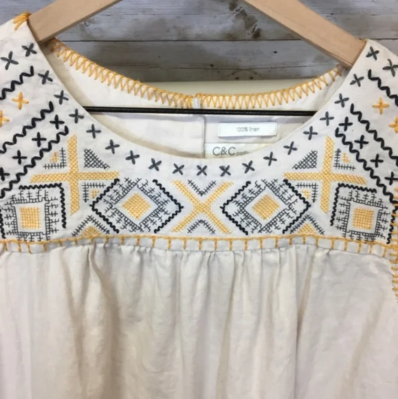 C&C California | Dresses | Cc California Linen Embroidered Shift Dress |  Poshmark